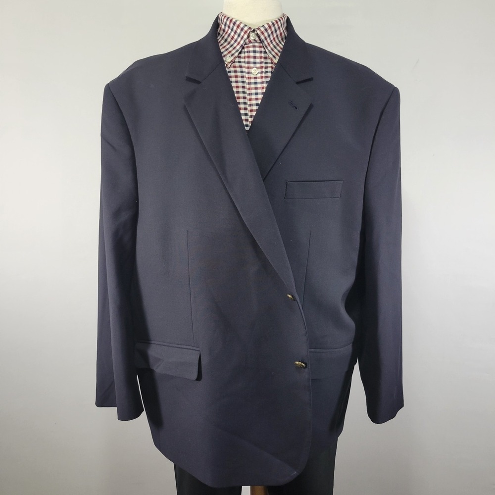 Oak Hill Men's Sport Coat Blazer Bronze Two Button Deep Navy Polyester Blend 58R